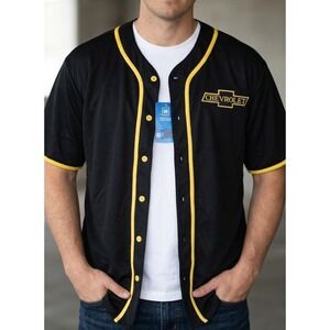 NWT Chevrolet Baseball Jersey Shirt Size Large Cars Sports Classic Black Yellow